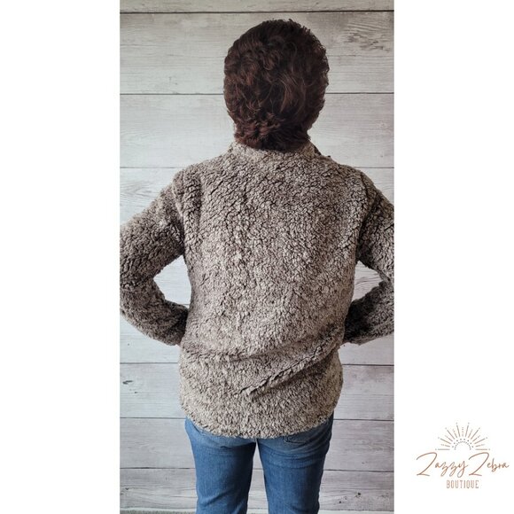 Olive Zip Up Fleece Jacket - Picture 3 of 4